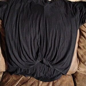 Bobeau Black Twist Front Women's Top